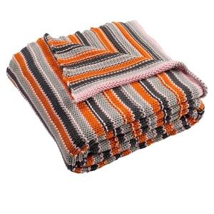 SAFAVIEH NWT Candy Stripe Knit Throw Blanket Style THR195A-5060 orange pink grey